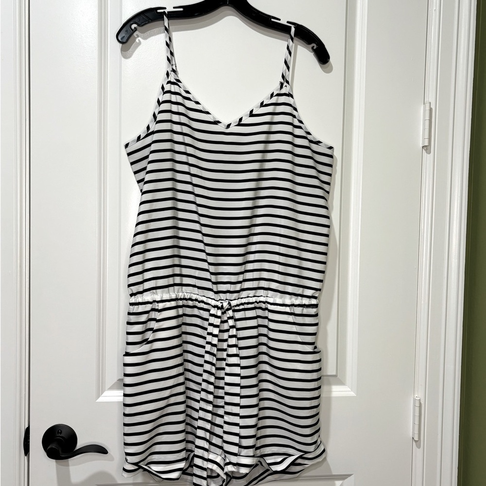 J. Crew Striped Tank Romper Navy White Size Medium